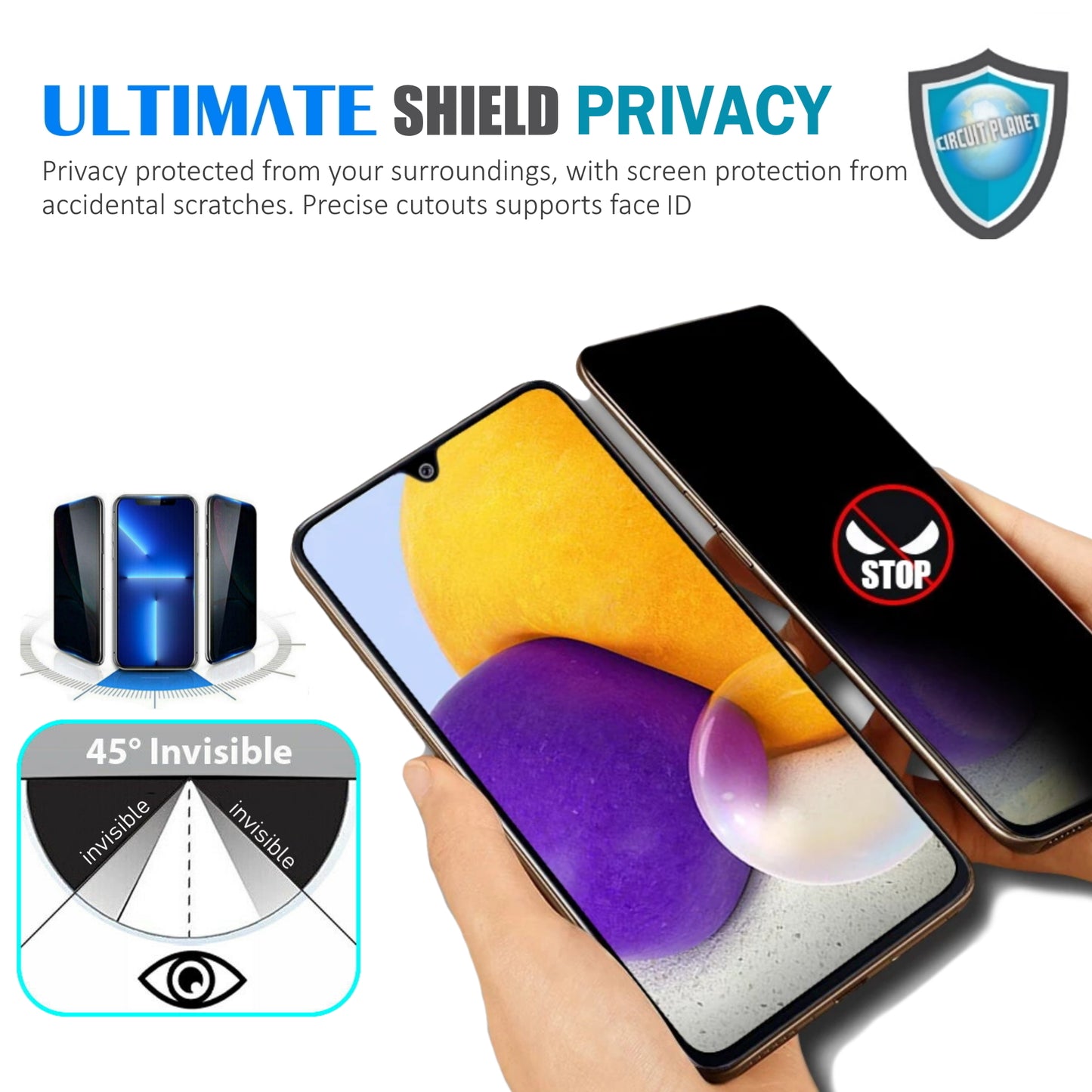 1 Pack - iTEC Privacy Tempered Glass for All Samsung Models