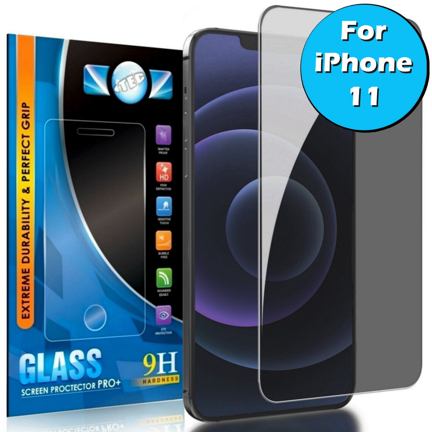 1 Pack - iTEC Privacy Tempered Glass for All iPhone Models