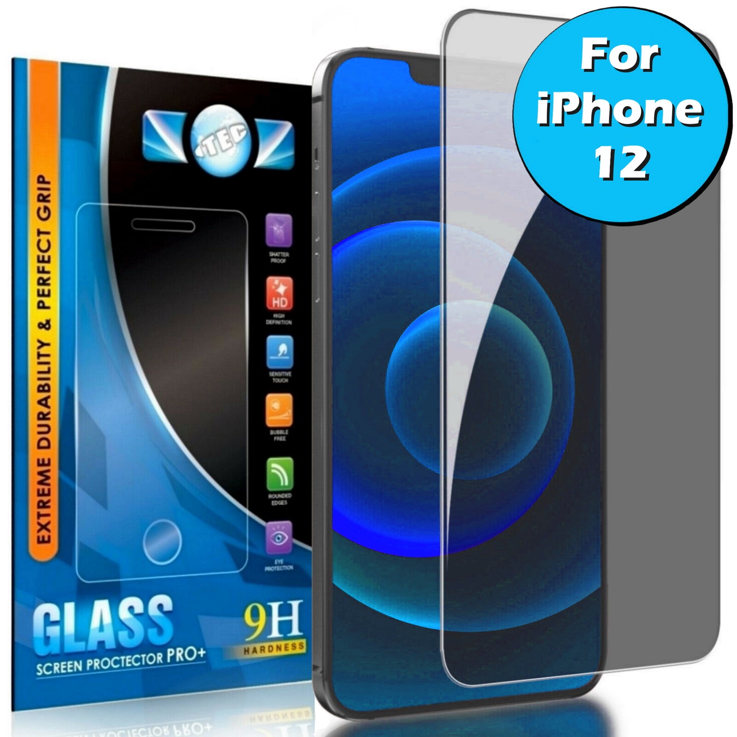 1 Pack - iTEC Privacy Tempered Glass for All iPhone Models