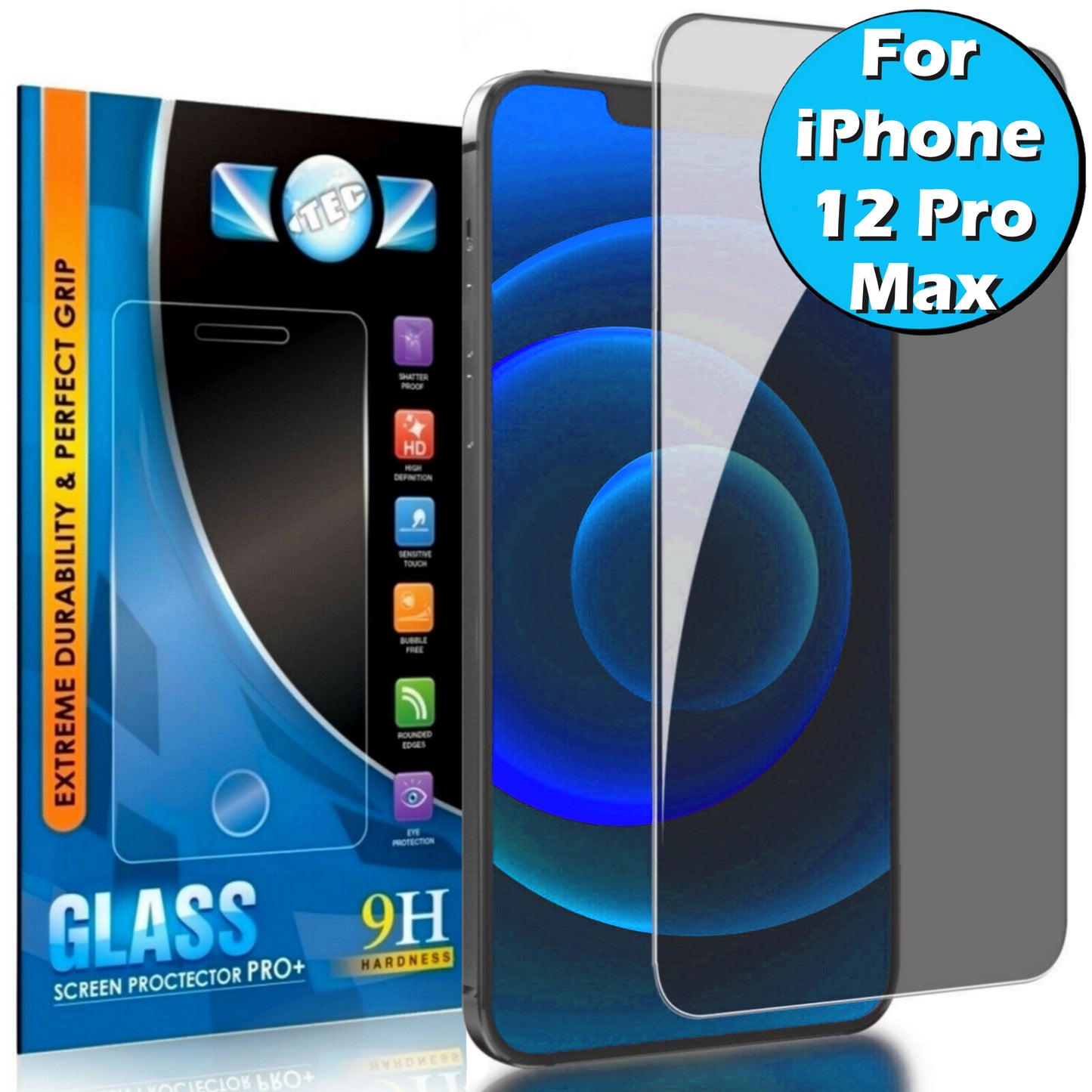 1 Pack - iTEC Privacy Tempered Glass for All iPhone Models