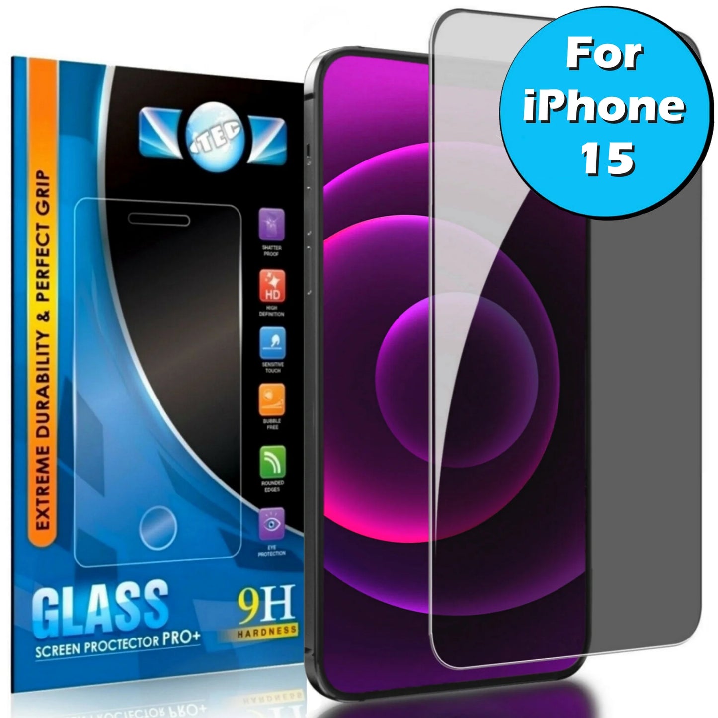 1 Pack - iTEC Privacy Tempered Glass for All iPhone Models